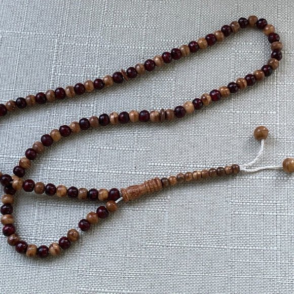 Real Wood Pray Beads Brown/Red Bead Handmade Tasbeeh Islamic Beads Tasbeh - Picture 5 of 9